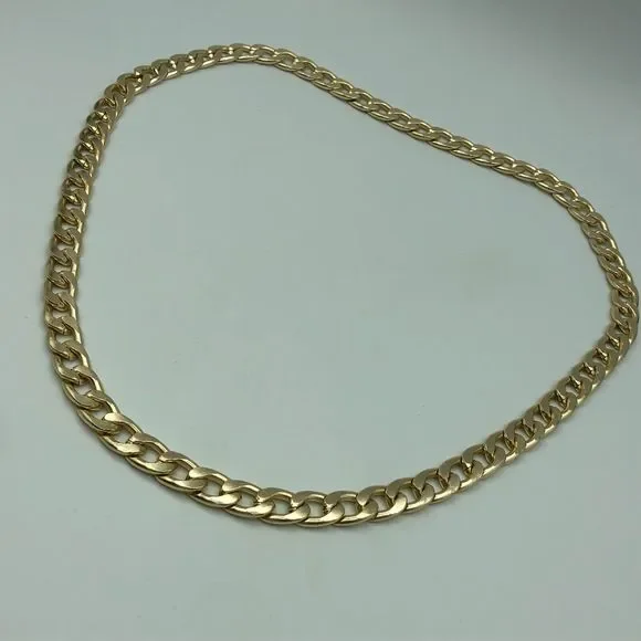 RETRO Gold Tone Curb Link Chain Necklace, Power Dressing Unisex 1980s Style - Picture 9 of 11